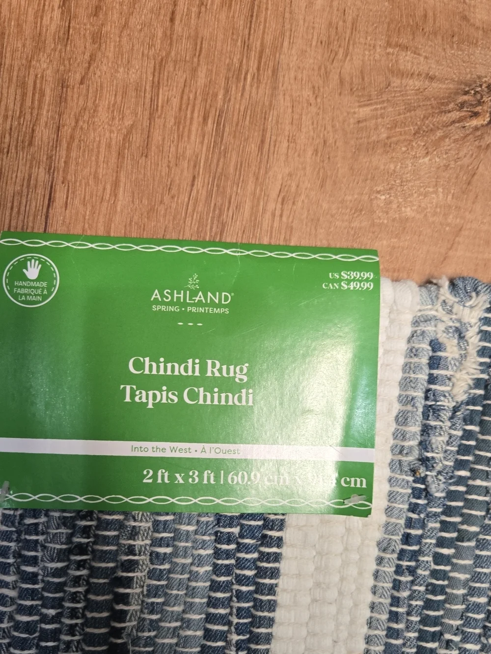 Nwt! Ashland Blue & White Chindi Rug 2x3 Ft 